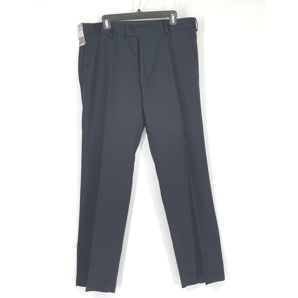 NWT Kenneth Cole‎ Reaction Mens Dress Pants 38x32 Navy Mini Herringbone